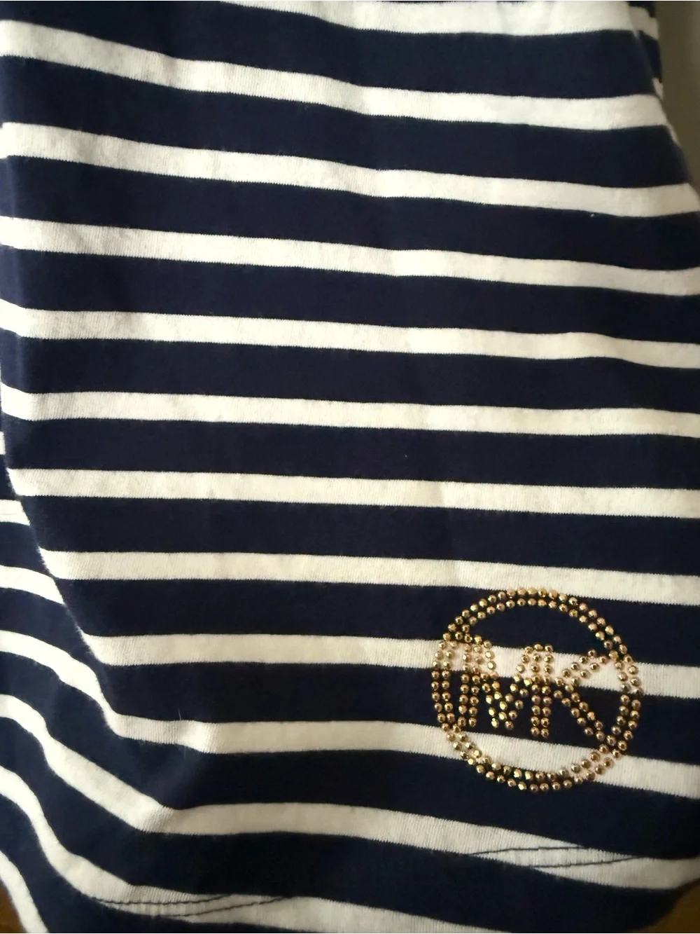 Michael Kors Navy and White Striped Dress with Gold Zipper